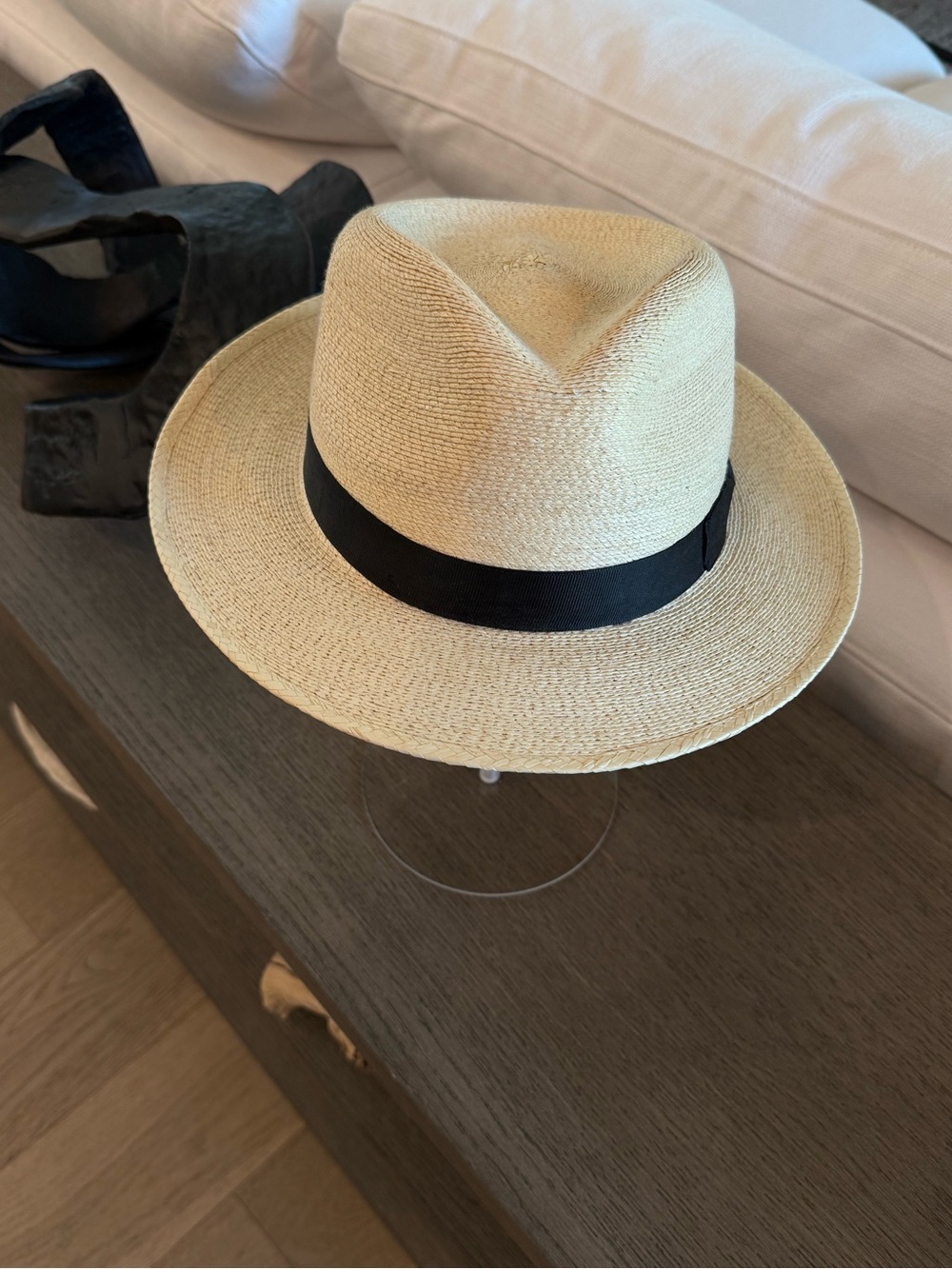 Stetson Natural Straw Fedora with Black Band